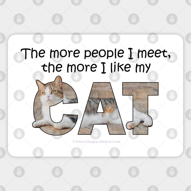 The more people I meet the more I like my cat - gray and white tabby cat oil painting word art Magnet by DawnDesignsWordArt